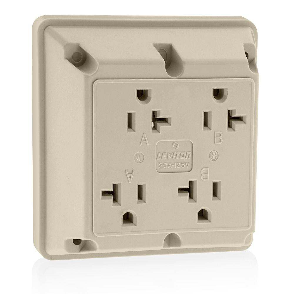 20 Amp 4-in-1 Quadruplex Receptacle/Outlet, Industrial Grade