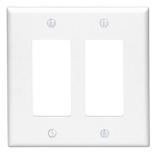 2-Gang Decora/GFCI Device Wallplate, Midway Size, Thermoset, White