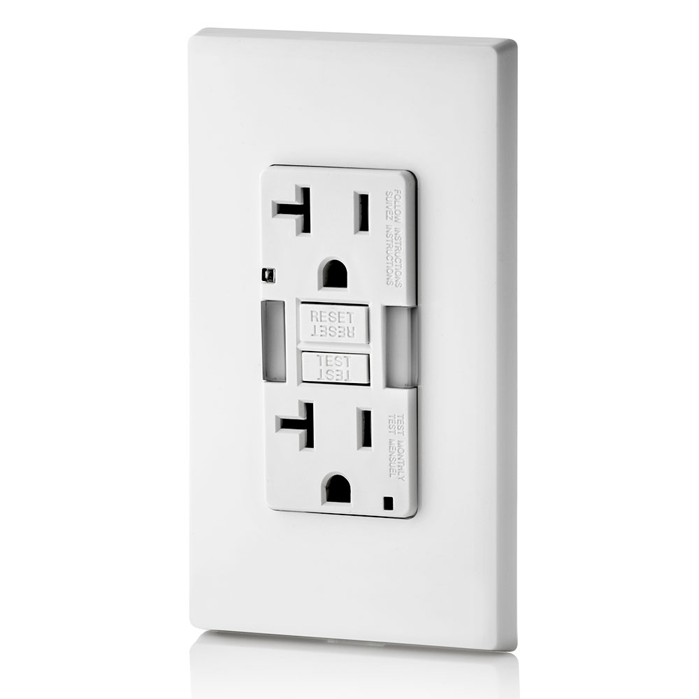 20 Amp, Self Test, Tamper-Resistant GFCI Outlet with Guidelight & LED Indicator Light