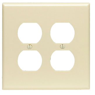 2-Gang Duplex Outlet/Receptacle Wallplate, Midway Size, Thermoset, Ivory