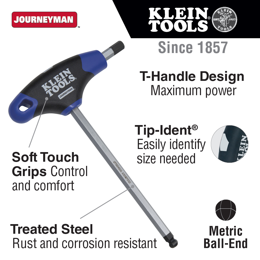 5 mm Ball-End Hex Key, Journeyman™ T-Handle, 6-Inch