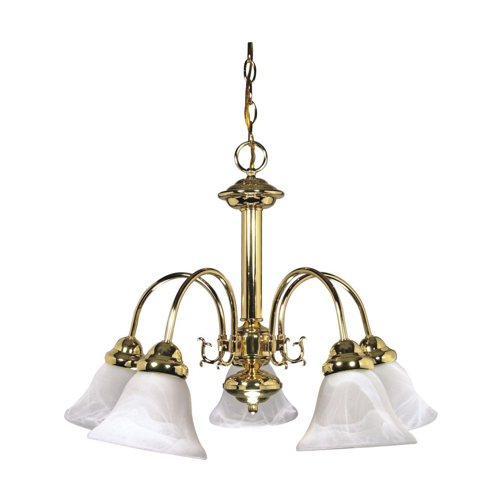 Ballerina - 5 Light Chandelier with Alabaster Glass - Polished Brass Finish