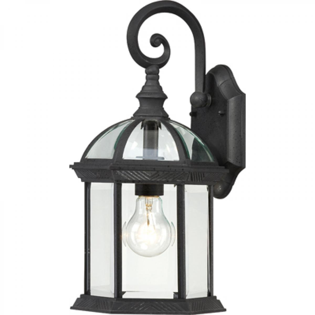 Boxwood - 1 Light 15" Wall Lantern with Clear Beveled Glass - Textured Black Finish