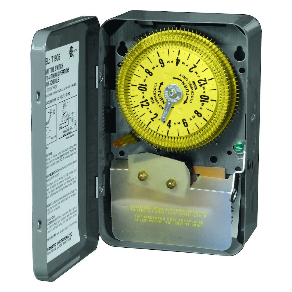 24-Hour Mechanical Time Switch, 125 VAC, 60Hz, SPDT, Indoor Metal Enclosure, 15 Minute Interval