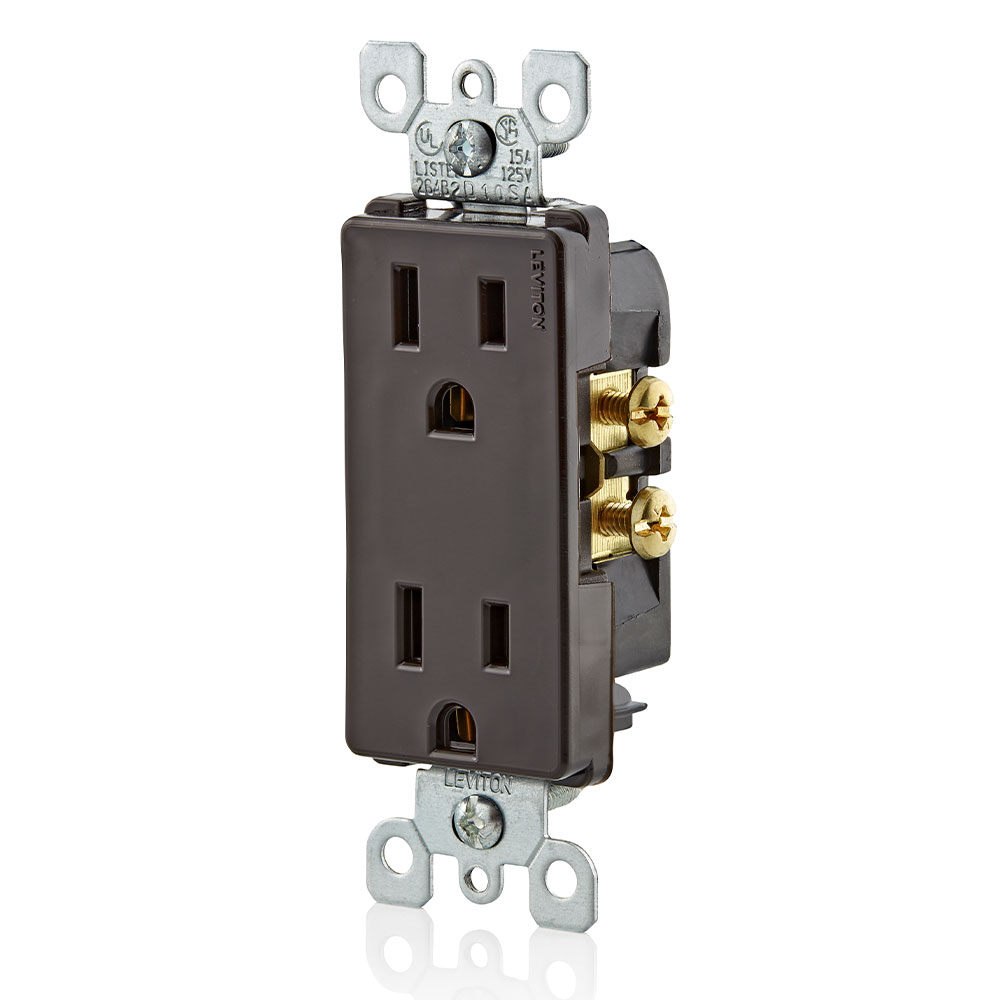 15 Amp Decora Duplex Outlet/Receptacle, Grounding, Brown