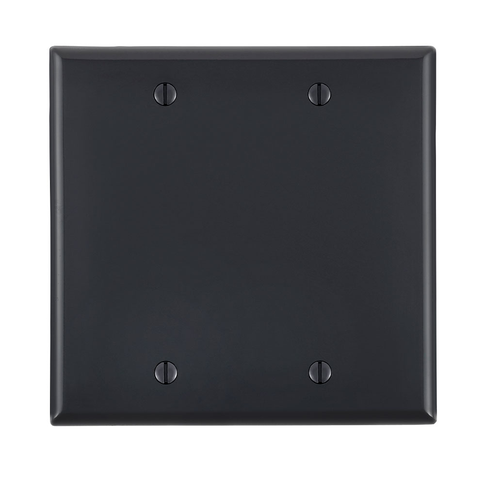 2-Gang Blank Wallplate, Standard Size, Thermoplastic Nylone, Black