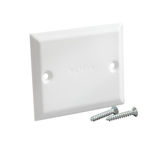 Blank Cover Plate – white; used in place of wall inlet in speculative rough-in installations