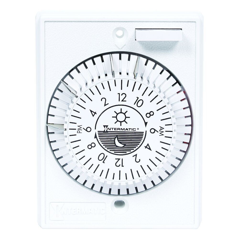 24-Hour Heavy-Duty Mechanical In-Wall Timer, 125VAC, 15 A, Removable Trippers, White