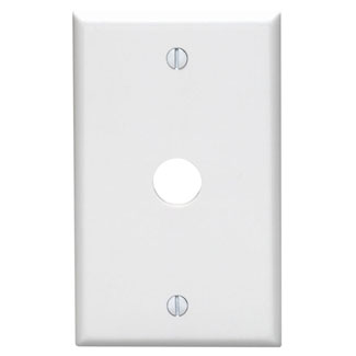 1-Gang .625 Inch Cable Wallplate, Standard Size, Thermoset, White