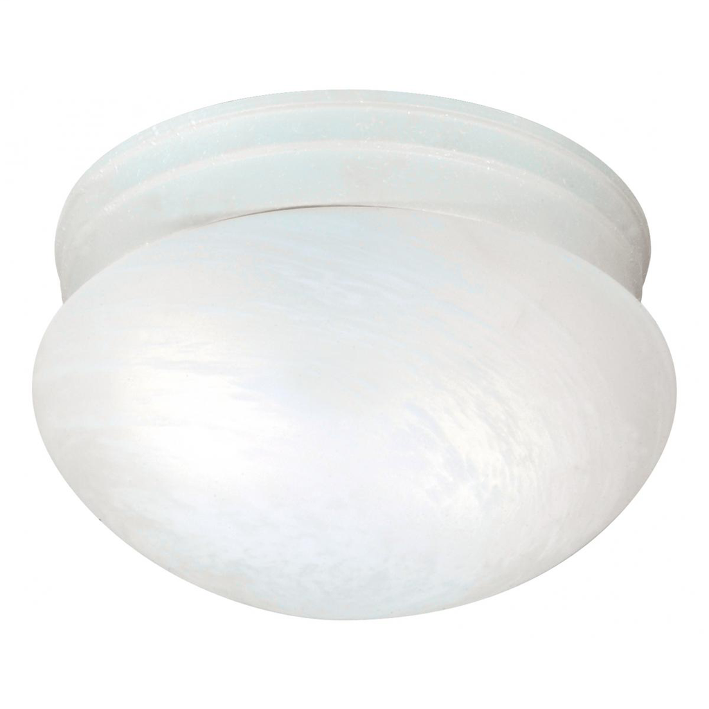 2 Light - 10" Flush with Alabaster Glass - Textured White Finish