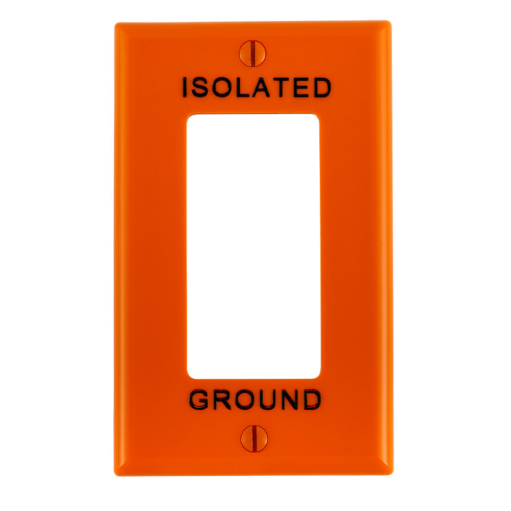 1-Gang Decora/GFCI Device Wallplate, Hot Stamped Isolated Ground, Standard Size, Thermoset, Orange