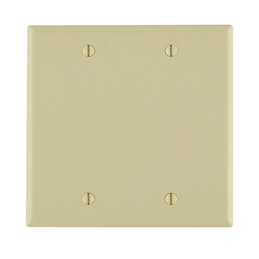 2-Gang Blank Wallplate, Standard Size, Thermoplastic Nylone, Ivory