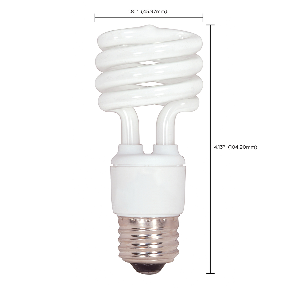 13 Watt; Mini Spiral Compact Fluorescent; 2700K; 82 CRI; Medium base; 120 Volt