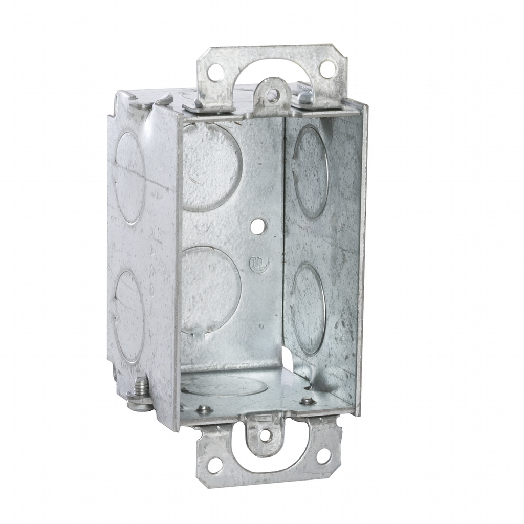 3 in. x 2 in. Switch Box, Gangable, 2 in. Deep, Eight 1/2 in. KO's & Plaster Ears