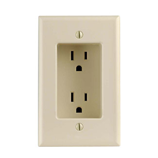 15 Amp, 1-Gang Recessed Single Outlet/Receptacle, Ivory