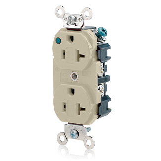 20 Amp Duplex Receptacle/Outlet, Hospital Grade, Power Indication, Self-Grounding