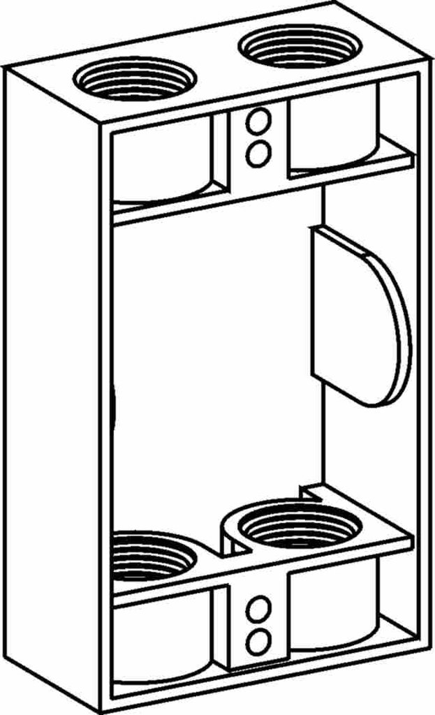 1-GANG 1" DEEP EXTENSION RING, 4 OUTLET HOLES - 1/2" SIZE
