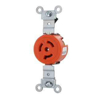 15 Amp, 250 Volt, Single Locking Receptacle, Industrial Grade