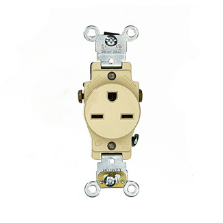 15 Amp Single Receptacle/Outlet, Industrial Grade, Self-Grounding