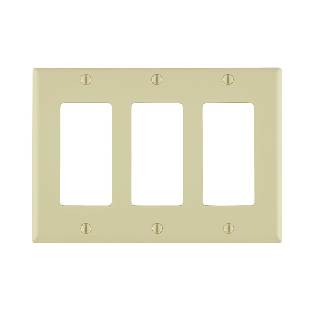 3-Gang Decora/GFCI Device Wallplate, Size, Thermoplastic Nylon, Ivory