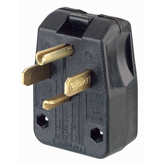 30/50 Amp, 125/250 Volt, NEMA 14-30P/14-50P, 3P, 4W, Plug, Straight Blade, Commercial Grade, Angle, Grounding - BLACK