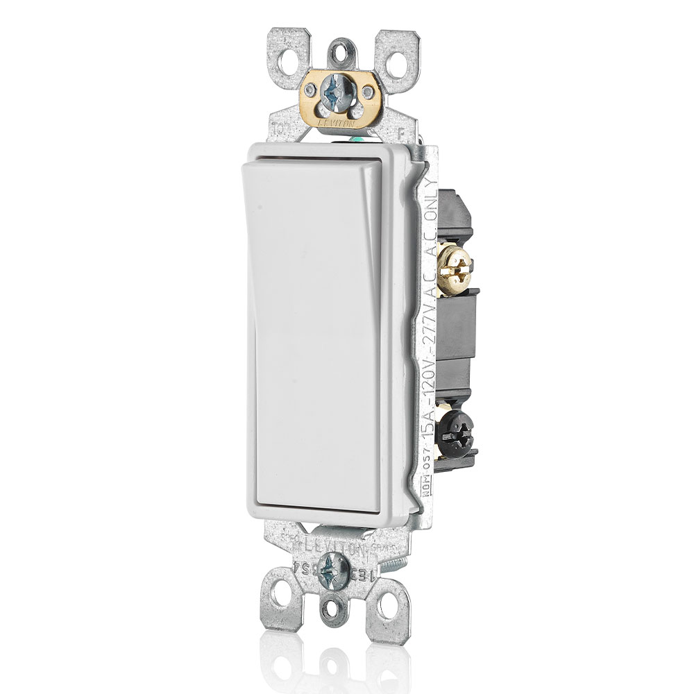 15 Amp Decora 3-Way Switch, Self-Grounding, White