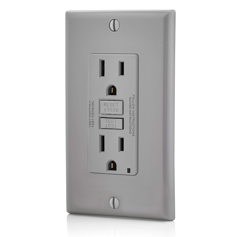 15 Amp, Self Test, Non Tamper-Resistant GFCI Outlet with LED Indicator Light