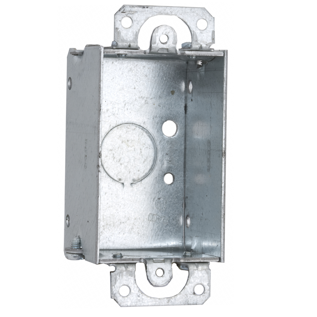 3 in. x 2 in. Switch Box, Gangable, 1-1/2 in. Deep, Three 1/2 in. KO's & Plaster Ears
