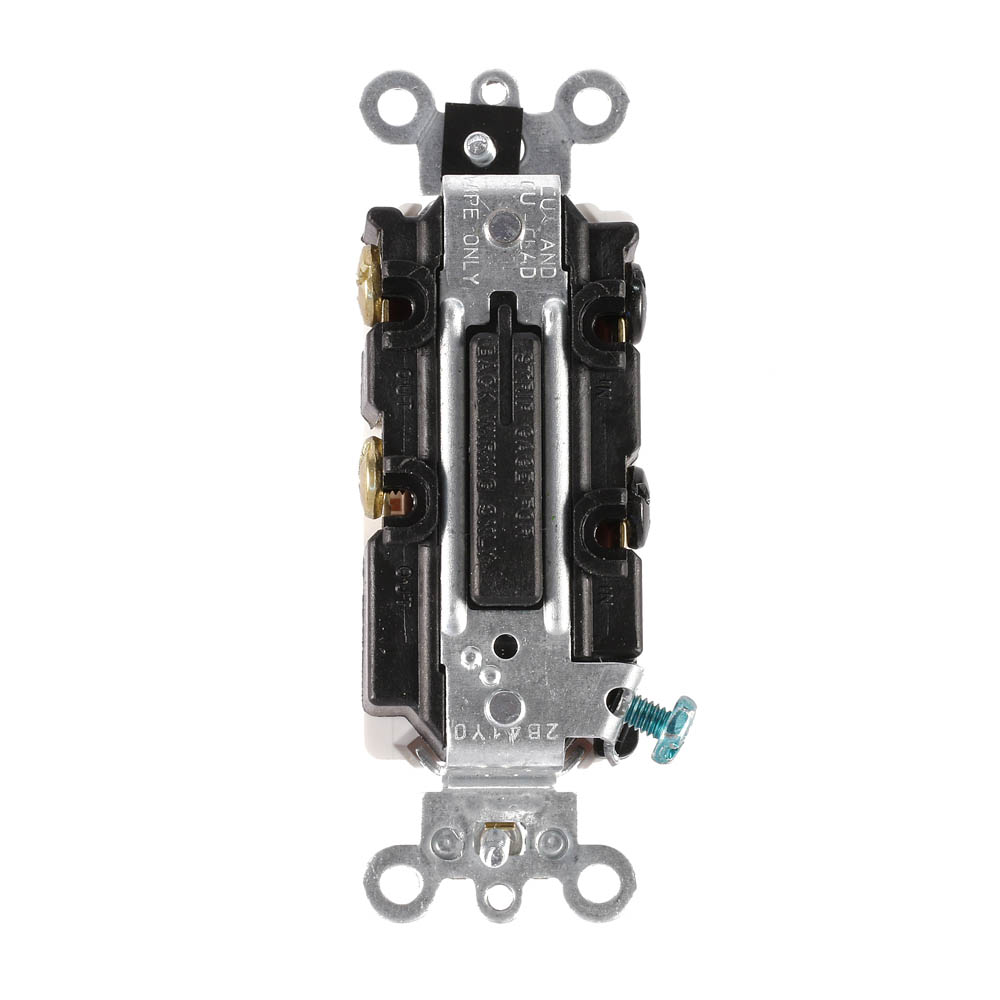 20 Amp, 120/277 Volt, Decora Plus Rocker 4-Way AC Quiet Switch, Commercial Spec Grade, Self Grounding, Back & Side Wired, - Ivory