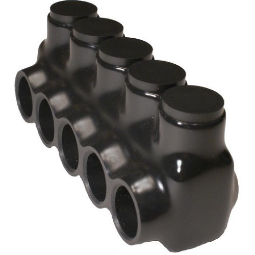 Black Insulated Multi-Cable Connector - Single Entry 3 Ports 4 - 14