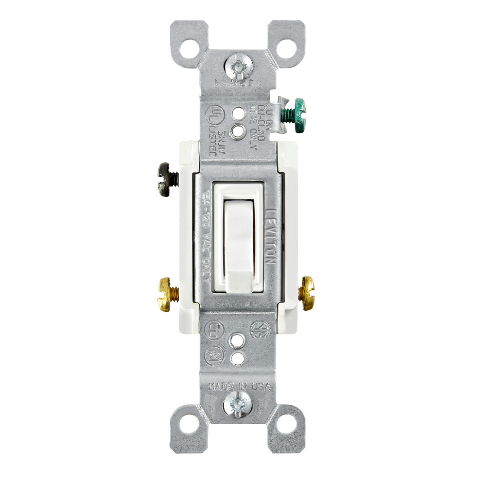 15 Amp 3-Way Toggle Switch, Grounding, White