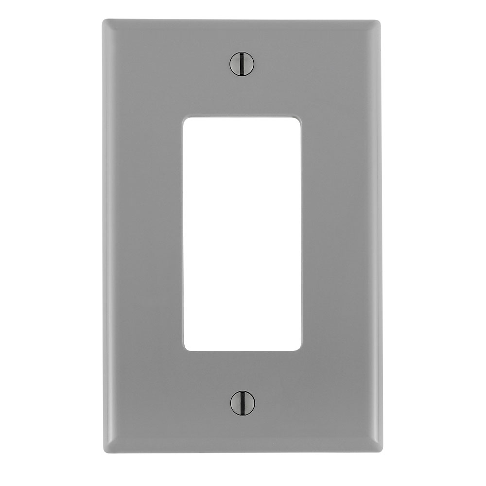 1-Gang Decora/GFCI Device Wallplate, Midway Size, Thermoplastic Nylon, Gray