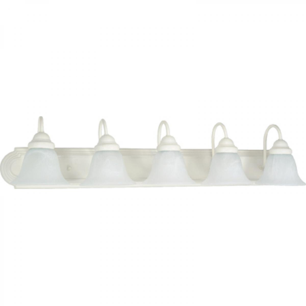 Ballerina - 5 Light 36" Vanity with Alabaster Glass - Textured White Finish
