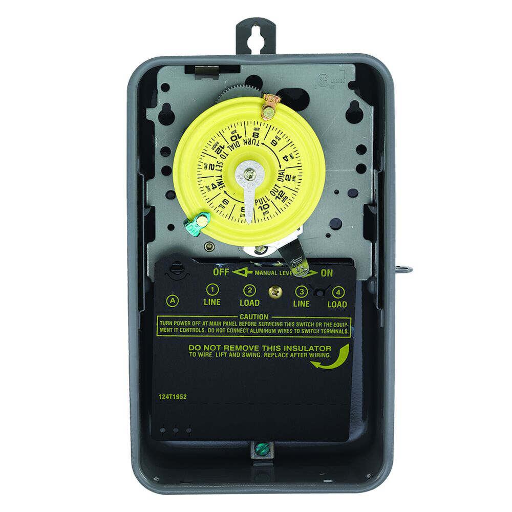 24-Hour Mechanical Time Switch, 208-277 VAC, 60Hz, SPST, Indoor/Outdoor Metal Enclosure, 1 Hour Interval