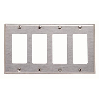 4-Gang Decora Wallplate, Standard Size, Non-Magnetic Stainless Steel