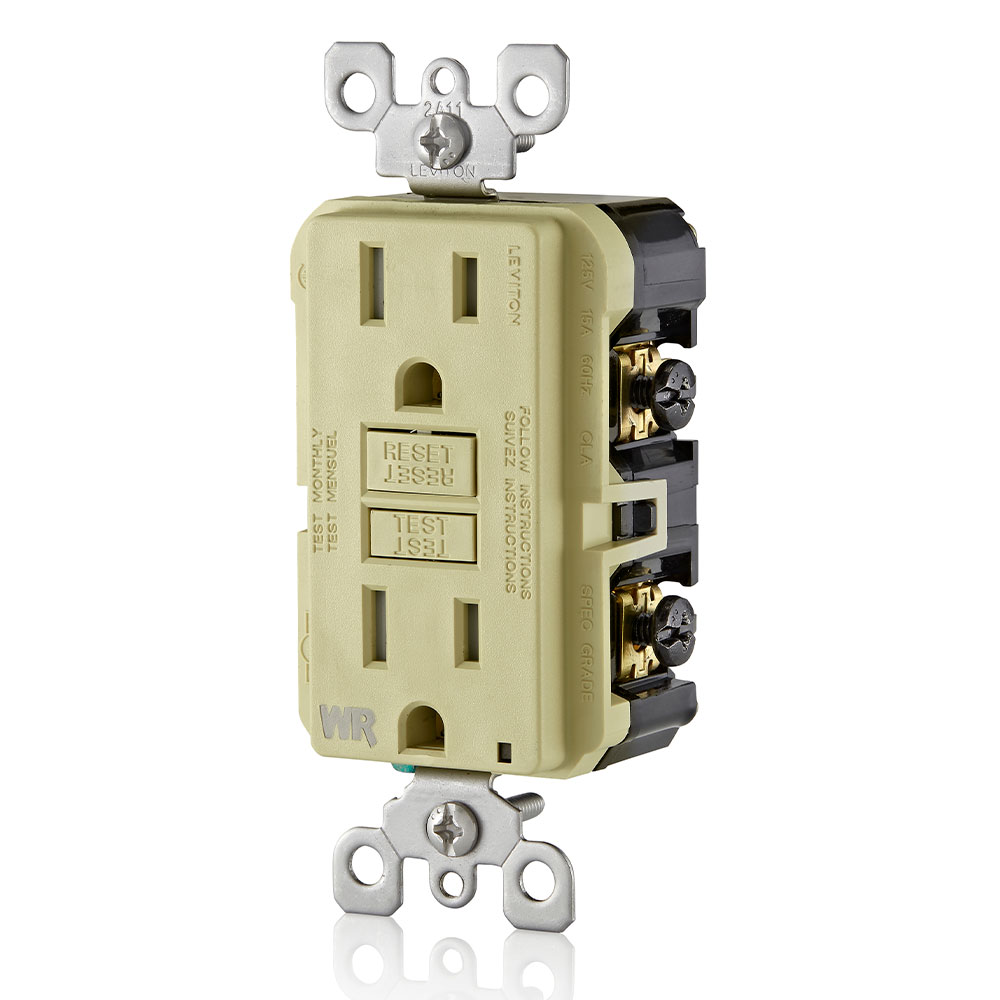 15 Amp GFCI Weather-Resistant Outlet, Self Test, Tamper-Resistant with LED Indicator Light