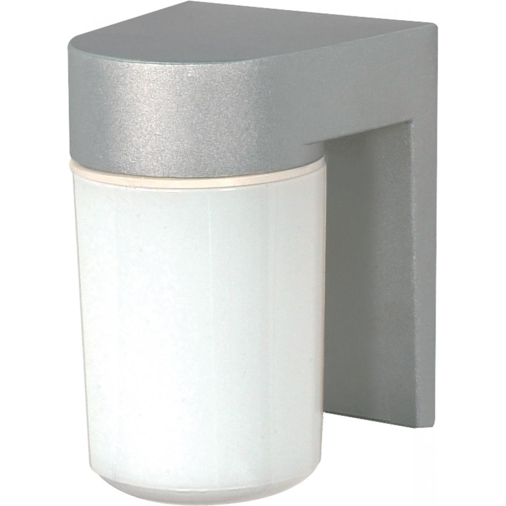 1 Light - 8" Utility Wall with White Glass - Satin Aluminum Finish