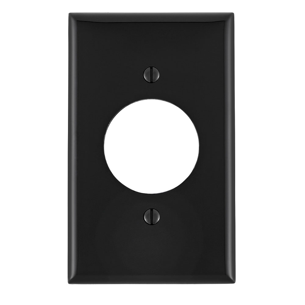 1-Gang 1.60 Inch Hole Outlet/Receptacle Wallplate, Standard Size, Thermoplastic Nylon, Black