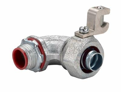 90° Insulated Liquidtight Connector with Grounding Lug
