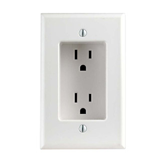 15 Amp, 1-Gang Recessed Single Outlet/Receptacle, White