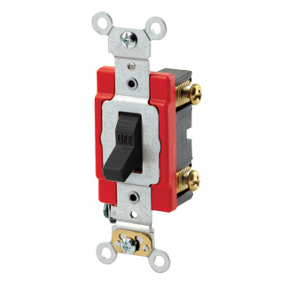 20 Amp, 120/277 Volt, Toggle Double-Pole AC Quiet Switch, Extra Heavy Duty Spec Grade, Self Grounding, Back & Side Wired - BLACK