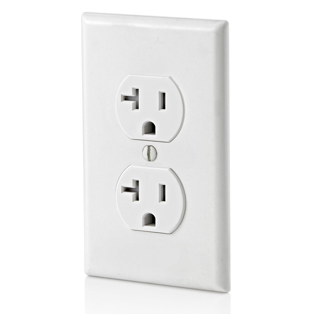 20 Amp Duplex Tamper-Resistant Outlet/Receptacle, Grounding, White