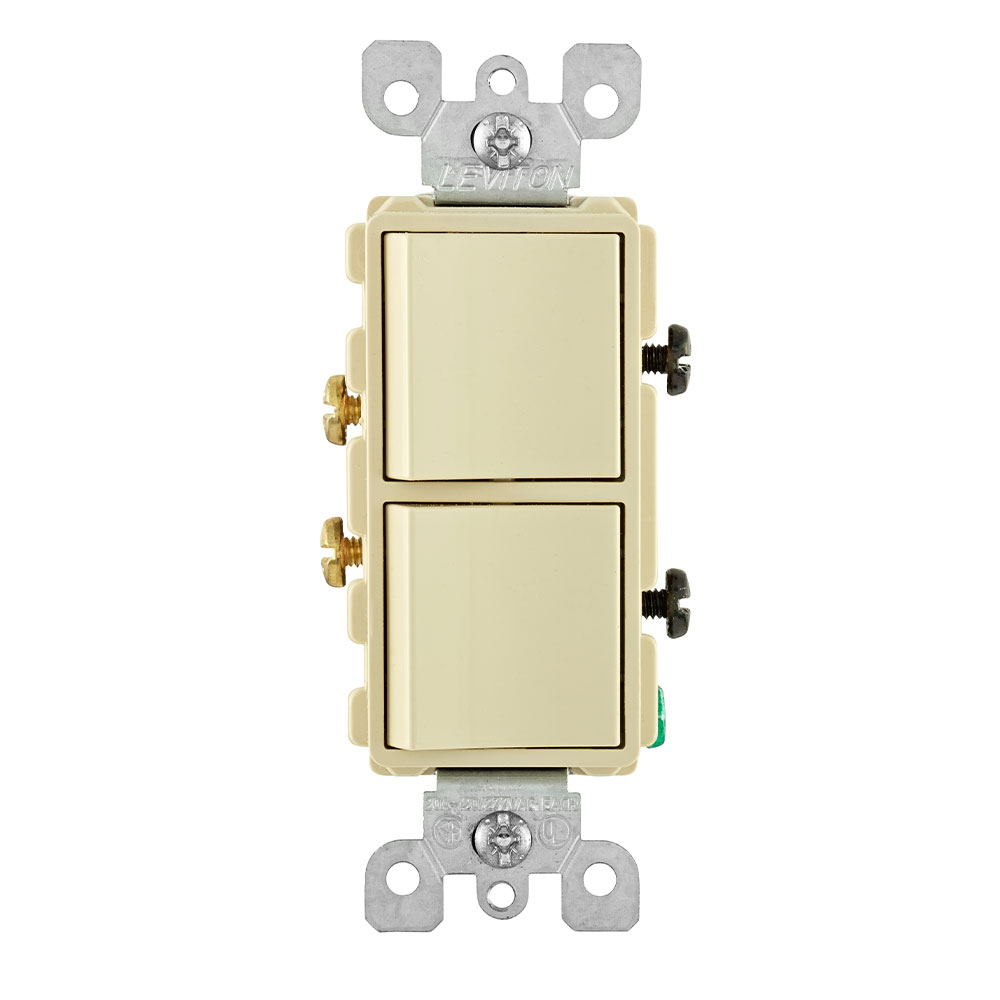 20 Amp Decora Single-Pole / Single-Pole Combination Switch, Grounding, Ivory