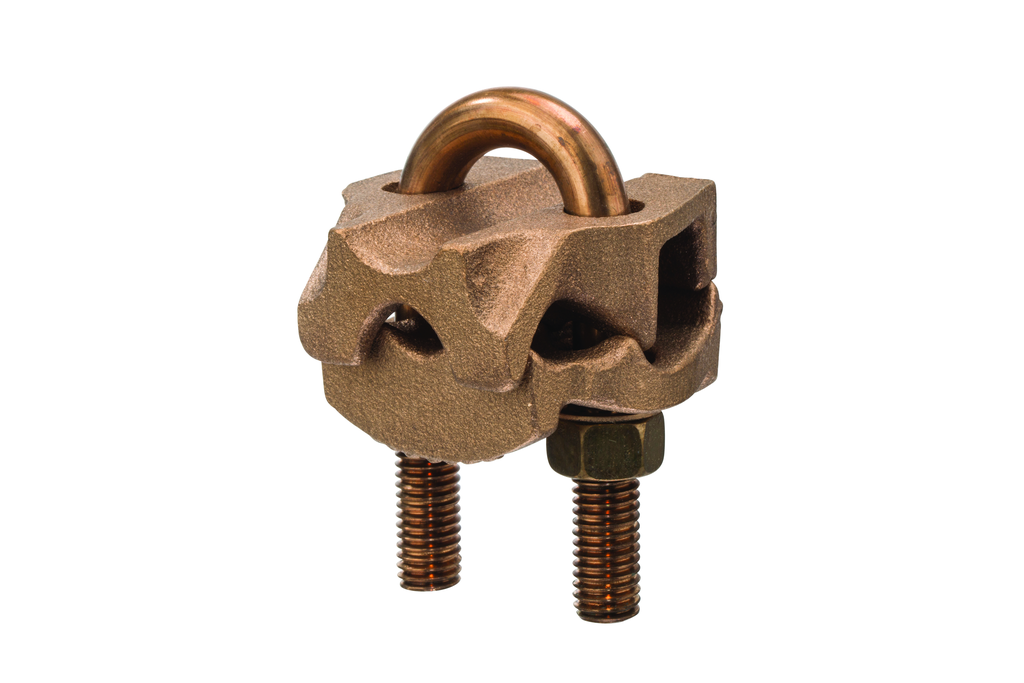 Bronze U-Bolt Clamp, 1/2″-3/4″ Pipe, 7/8″-1″ Rod, 300-500 AWG