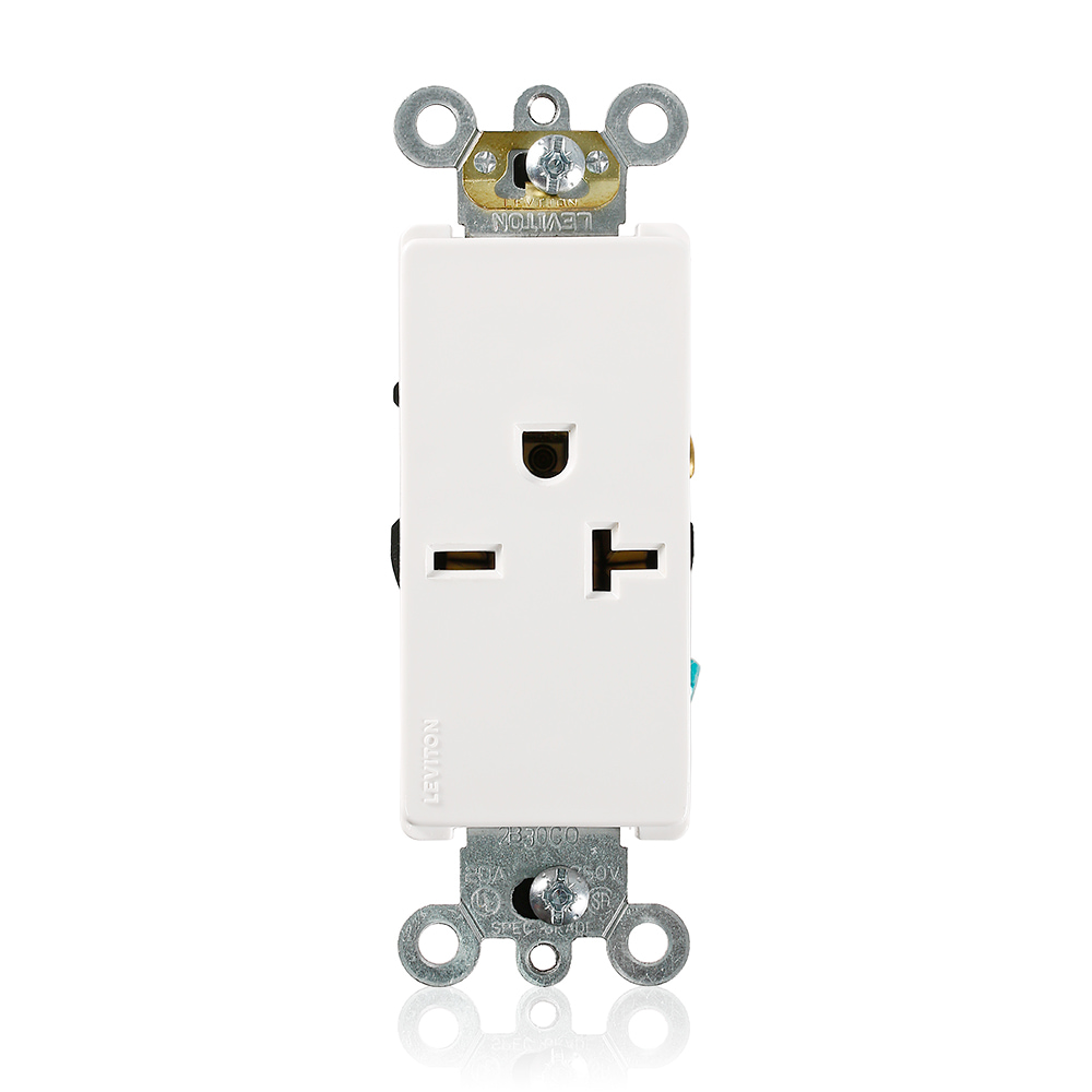 20 Amp Decora Plus Single Receptacle/Outlet, Commercial Grade, Self-Grounding