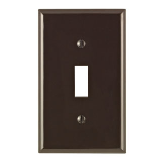 1-Gang Toggle Switch Wallplate, Standard Size, Thermoplastic Nylon, Brown