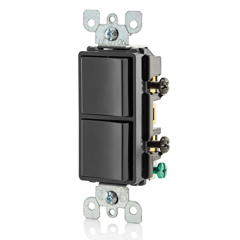 15 Amp Decora Single-Pole / Single-Pole Combination Switch, Grounding, Black