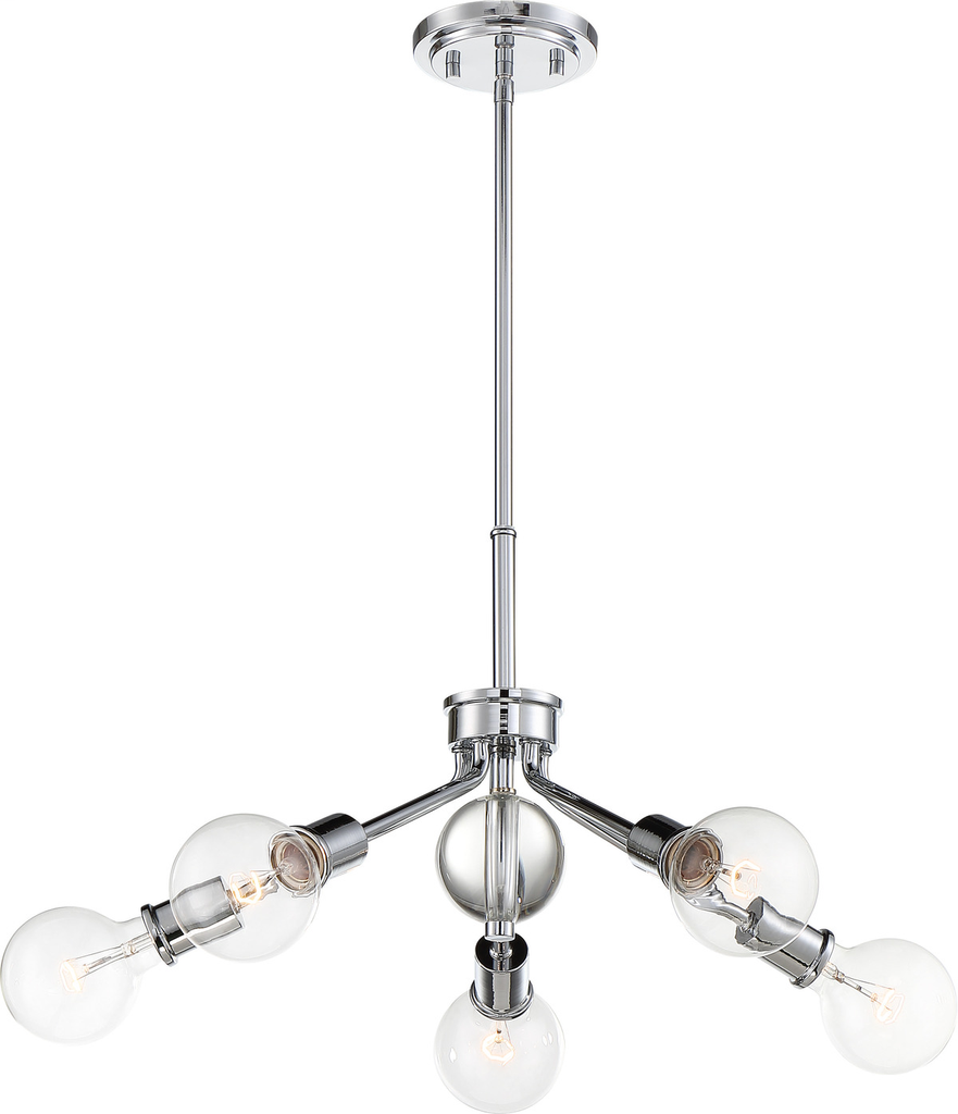 Bounce - 5 Light Pendant with Crystal Accent - Polished Nickel Finish