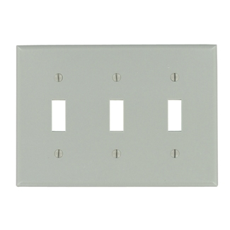 3-Gang Toggle Switch Wallplate, Standard Size, Thermoset, Gray