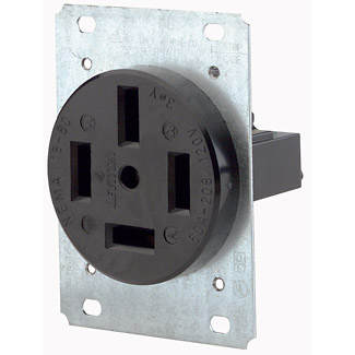 60 Amp, 120/208 Volt, Flush Mount Receptacle, Straight Blade, Industrial Grade